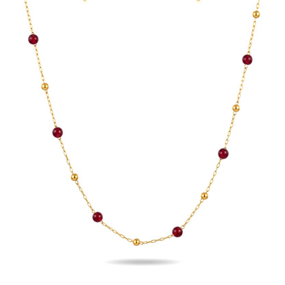 Crimson Beaded Chain Necklace