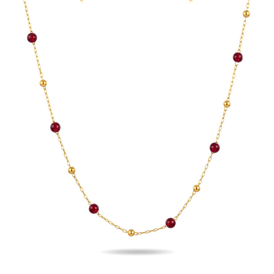Crimson Beaded Chain Necklace