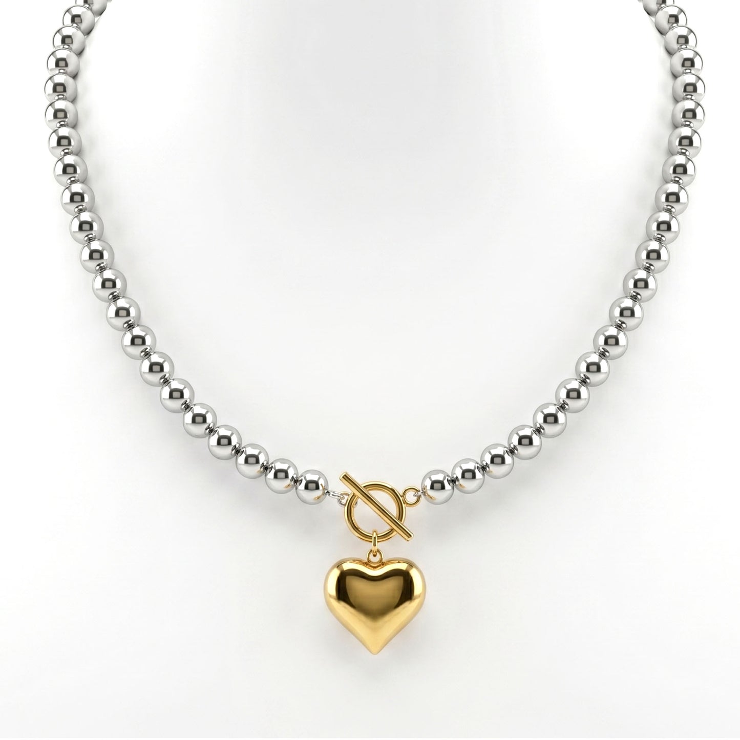 Modern Heart Bead Necklace