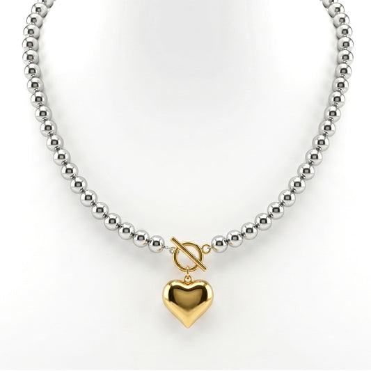 Modern Heart Bead Necklace
