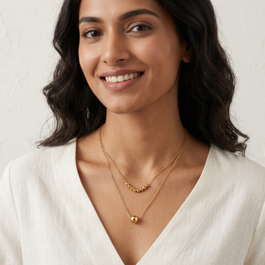 Dual Sphere Layered Necklace