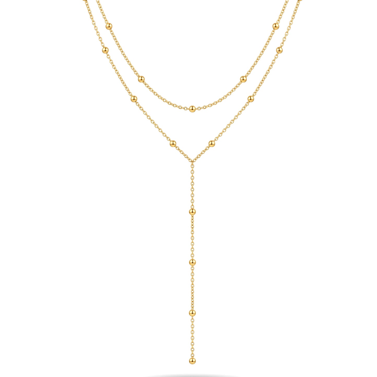 Dainty Beaded Drop Chain Necklace
