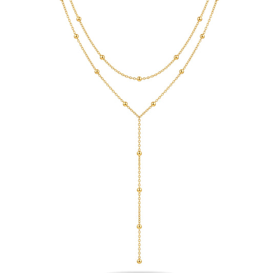 Dainty Beaded Drop Chain Necklace