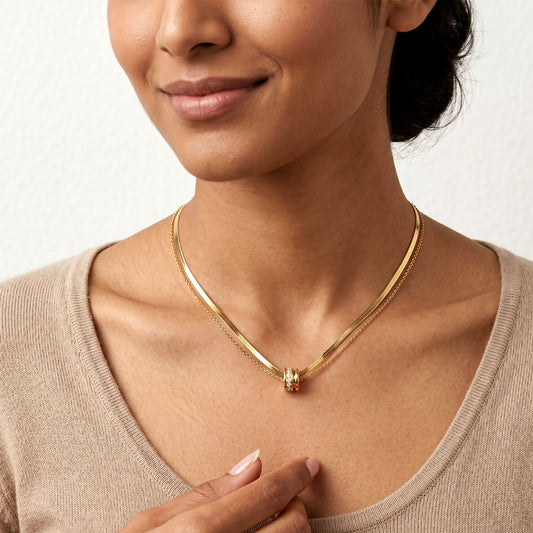 Gold Ring Layered Necklace