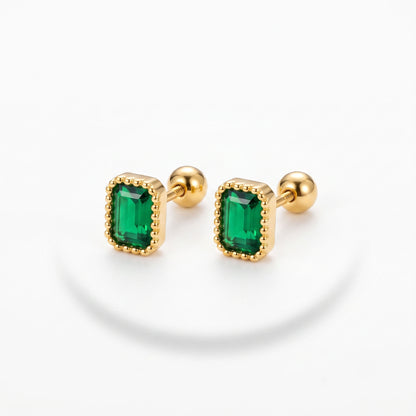 Mini Emerald Frame Studs