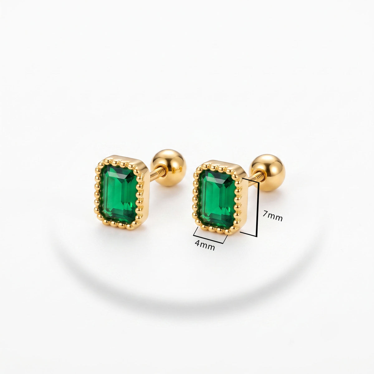Mini Emerald Frame Studs