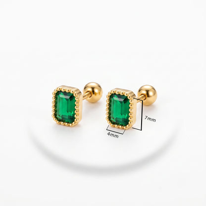 Mini Emerald Frame Studs
