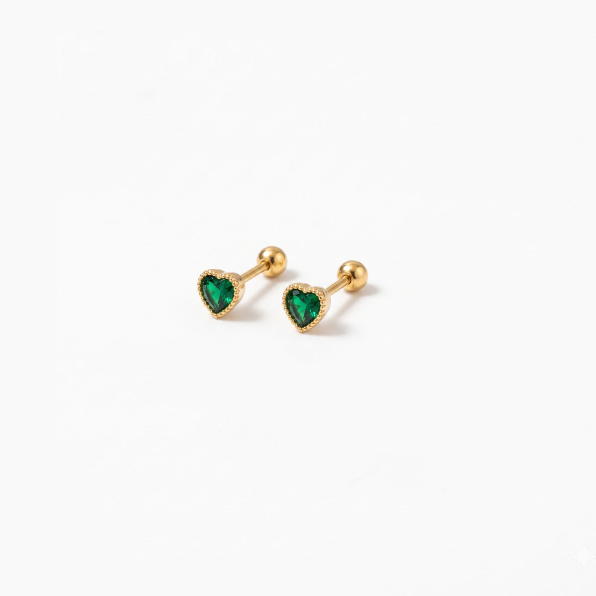 Mini Emerald Heart Studs- 4mm