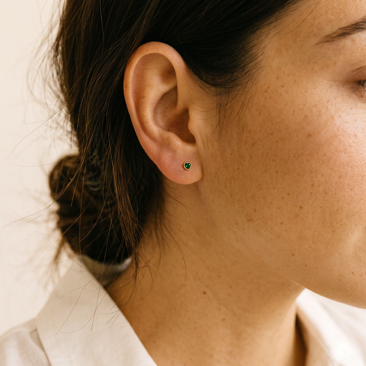 Mini Emerald Heart Studs- 4mm