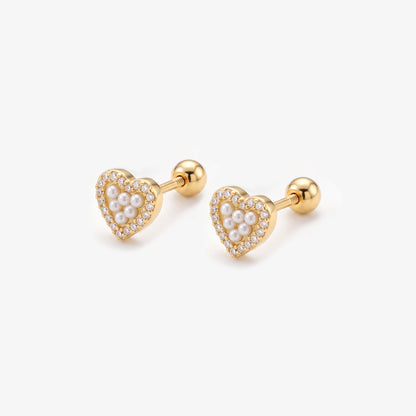 Mini Heart of Pearls Studs