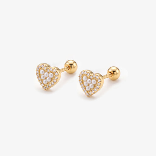 Mini Heart of Pearls Studs
