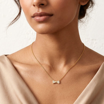 Mini Crystal Bow Necklace