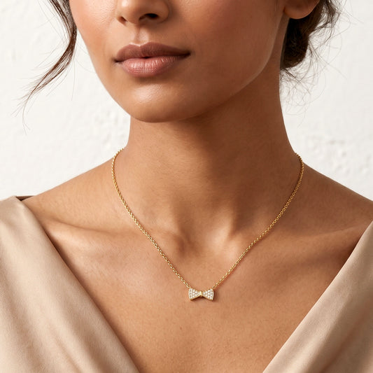 Mini Crystal Bow Necklace