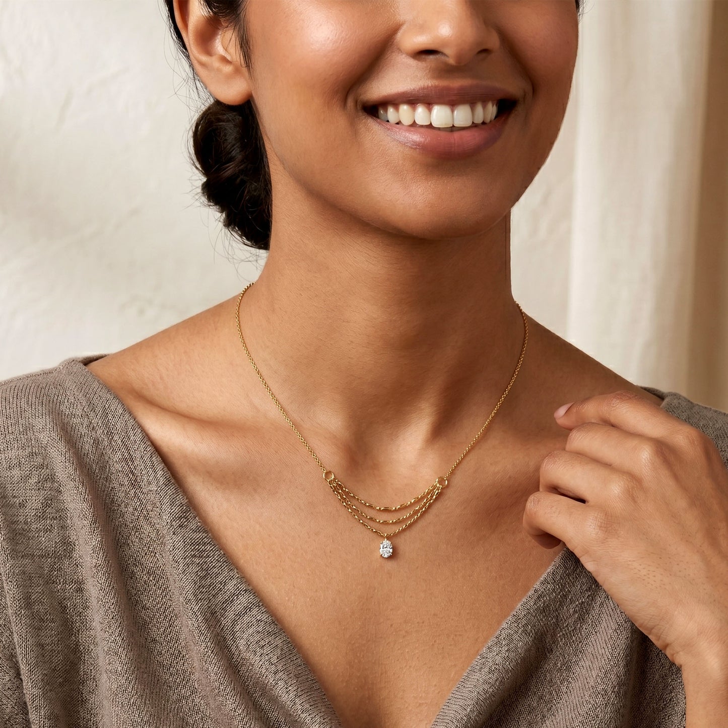 Celeste Draped Solitaire Necklace