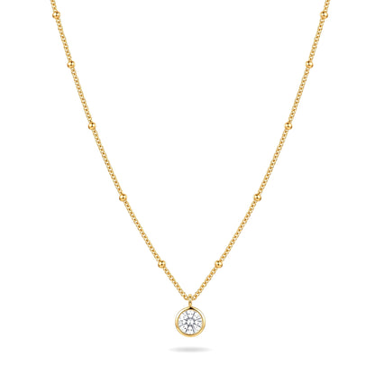 Golden Beaded Solitaire Necklace