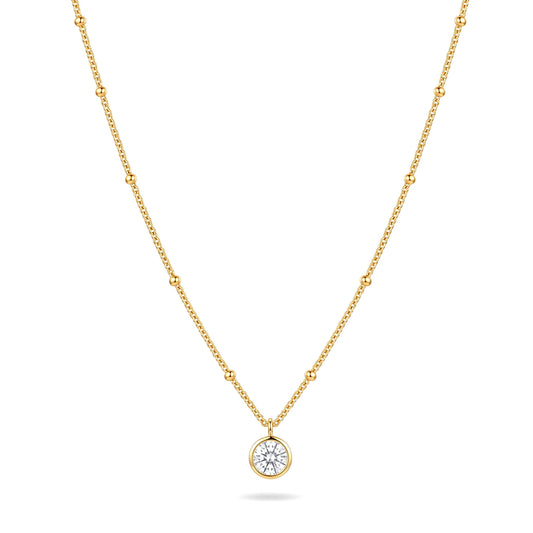 Golden Beaded Solitaire Necklace