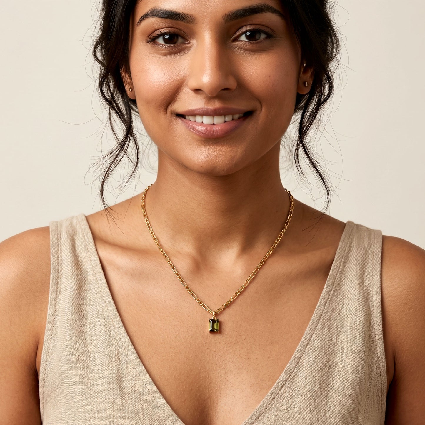 Green Emerald-Cut Necklace