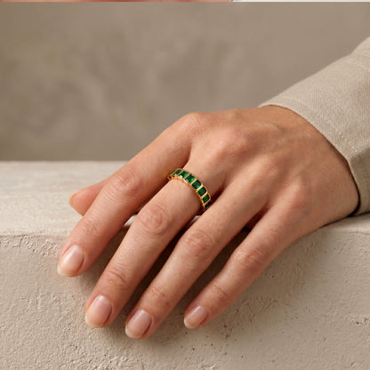 Vivid Green Eternity Band Ring