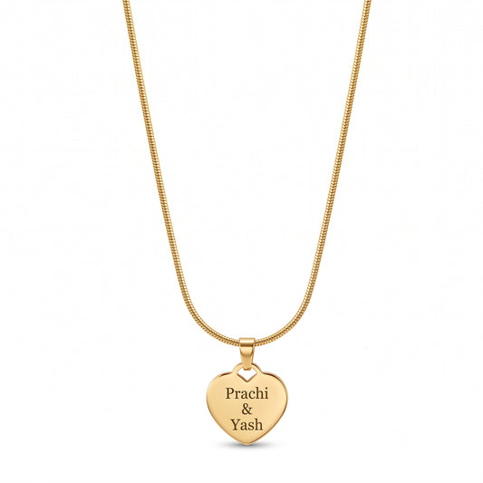 Personalised Gold Etched Heart Necklace