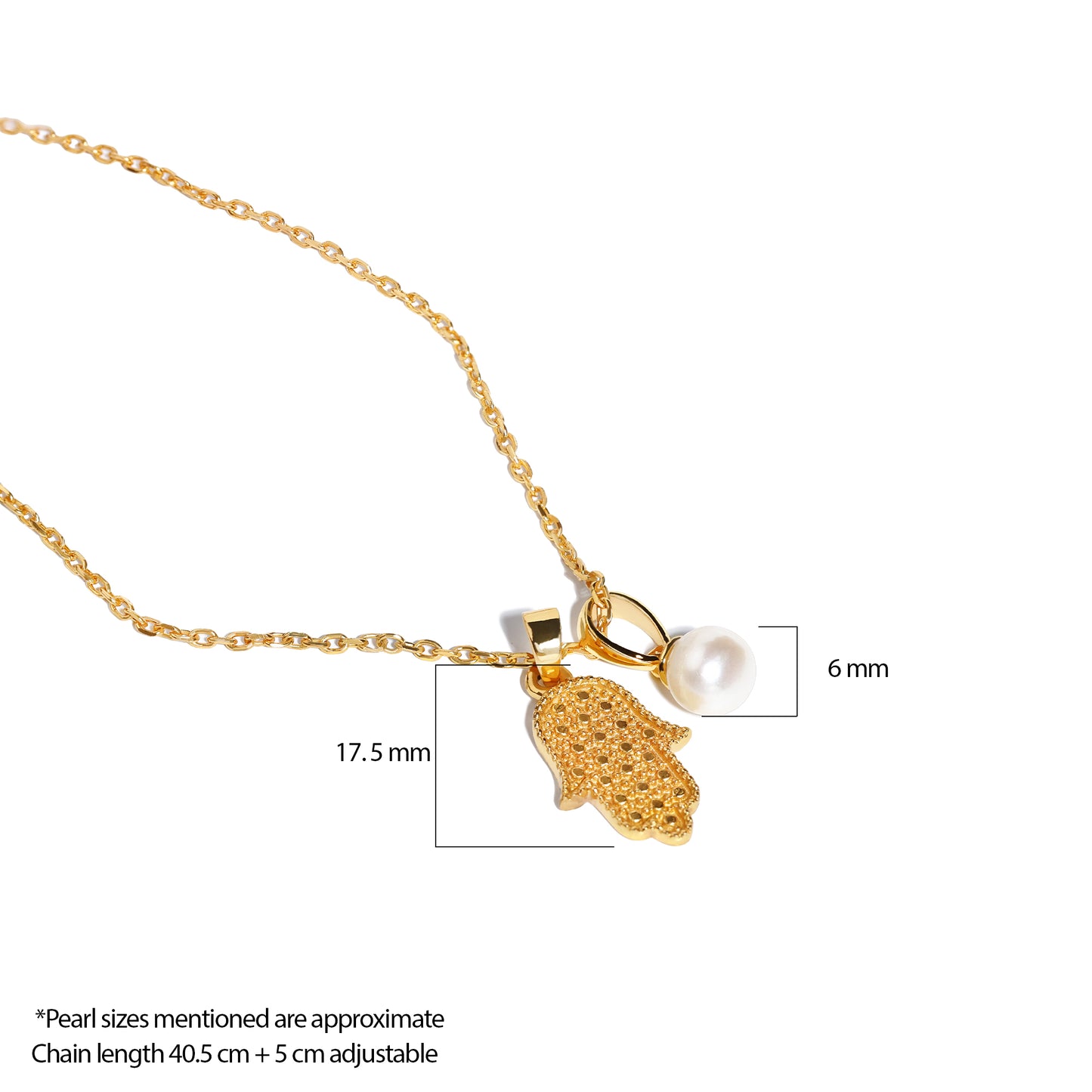 Hamsa Pearl Necklace