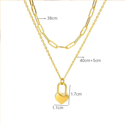 Heartlock Double Chain Necklace
