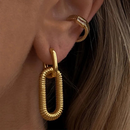 Chunky Ribbed Link Drop Earrings