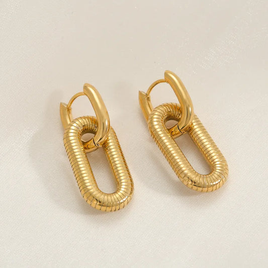 Chunky Ribbed Link Drop Earrings