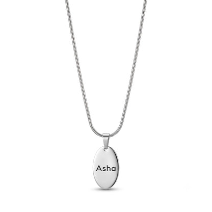 Personalised Silver Oval Necklace
