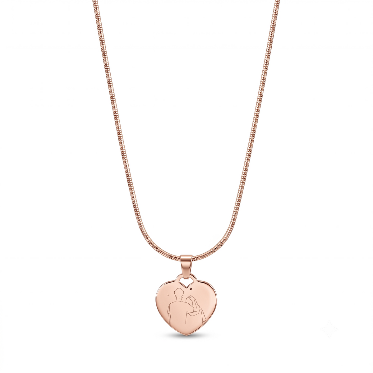 Personalised Rose Gold Etched Heart Necklace