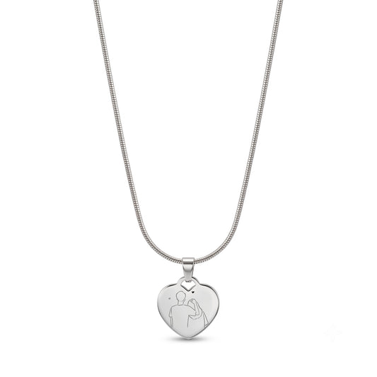 Personalised Silver Etched Heart Necklace