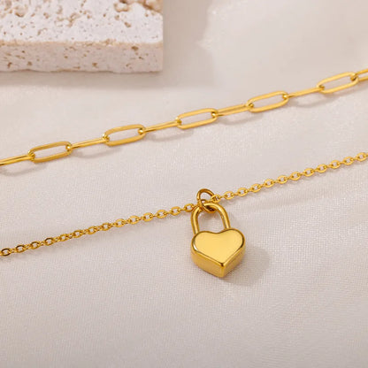 Heartlock Double Chain Necklace
