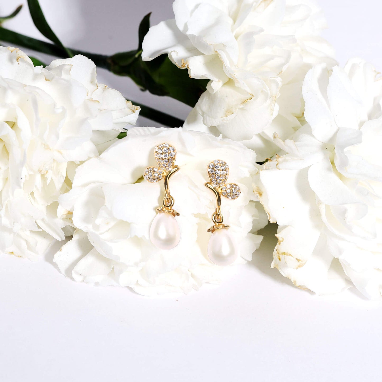 Butterfly Pearl Drop Earrings