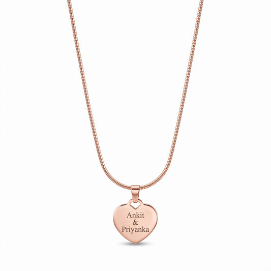 Personalised Rose Gold Etched Heart Necklace