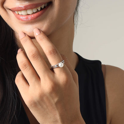 Double Band Pearl Ring