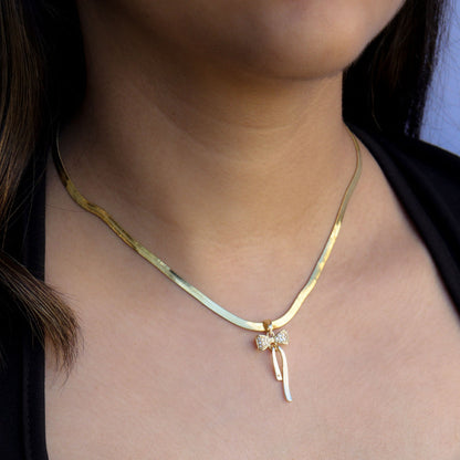 Bow Pendant with Snake Chain