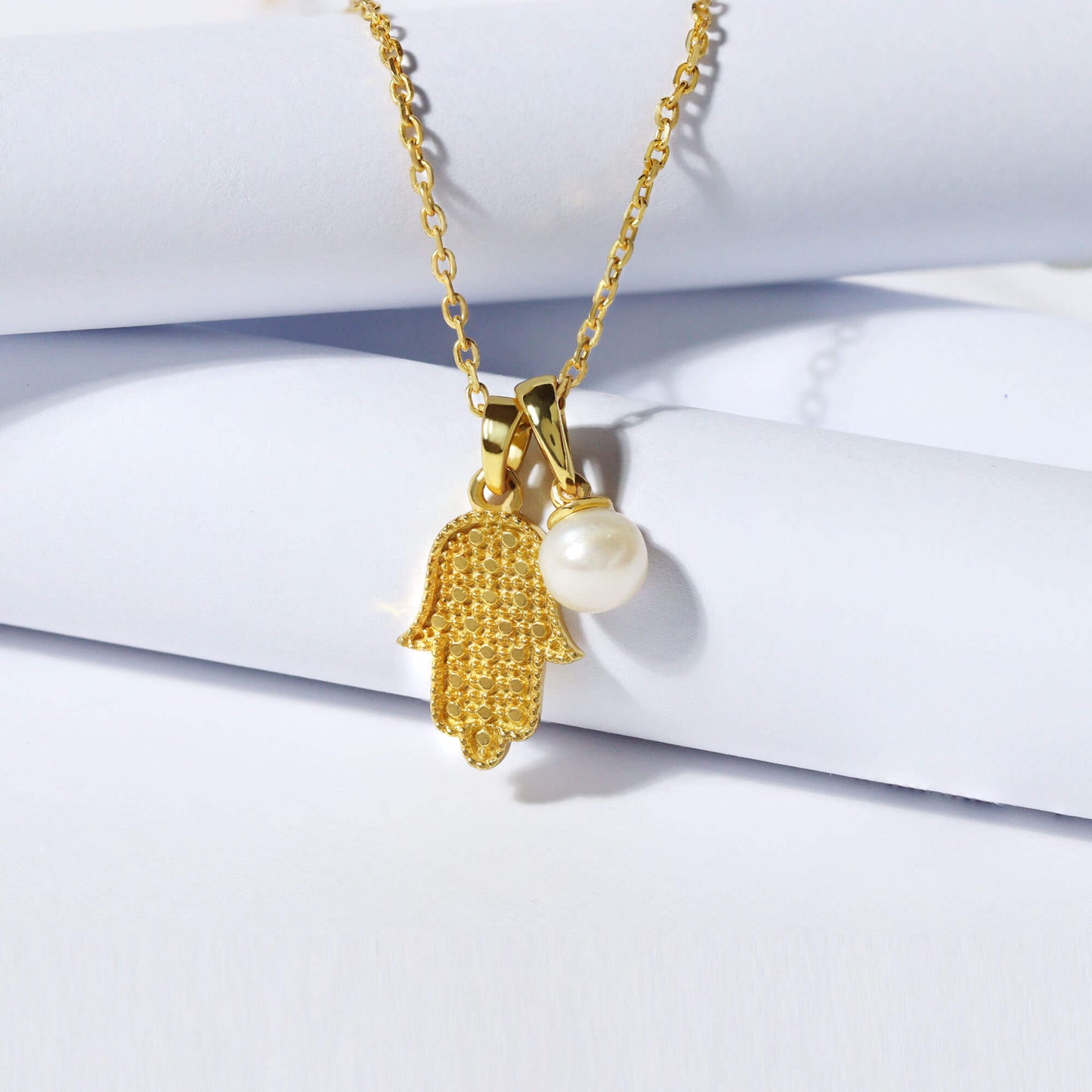Hamsa Pearl Necklace