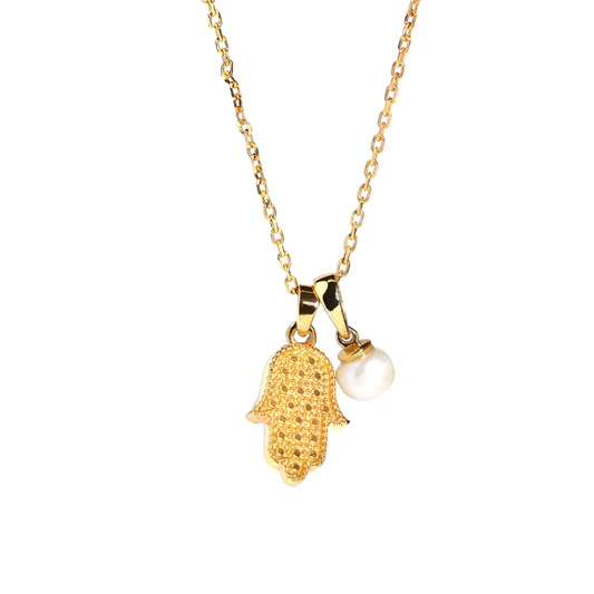 Hamsa Pearl Necklace