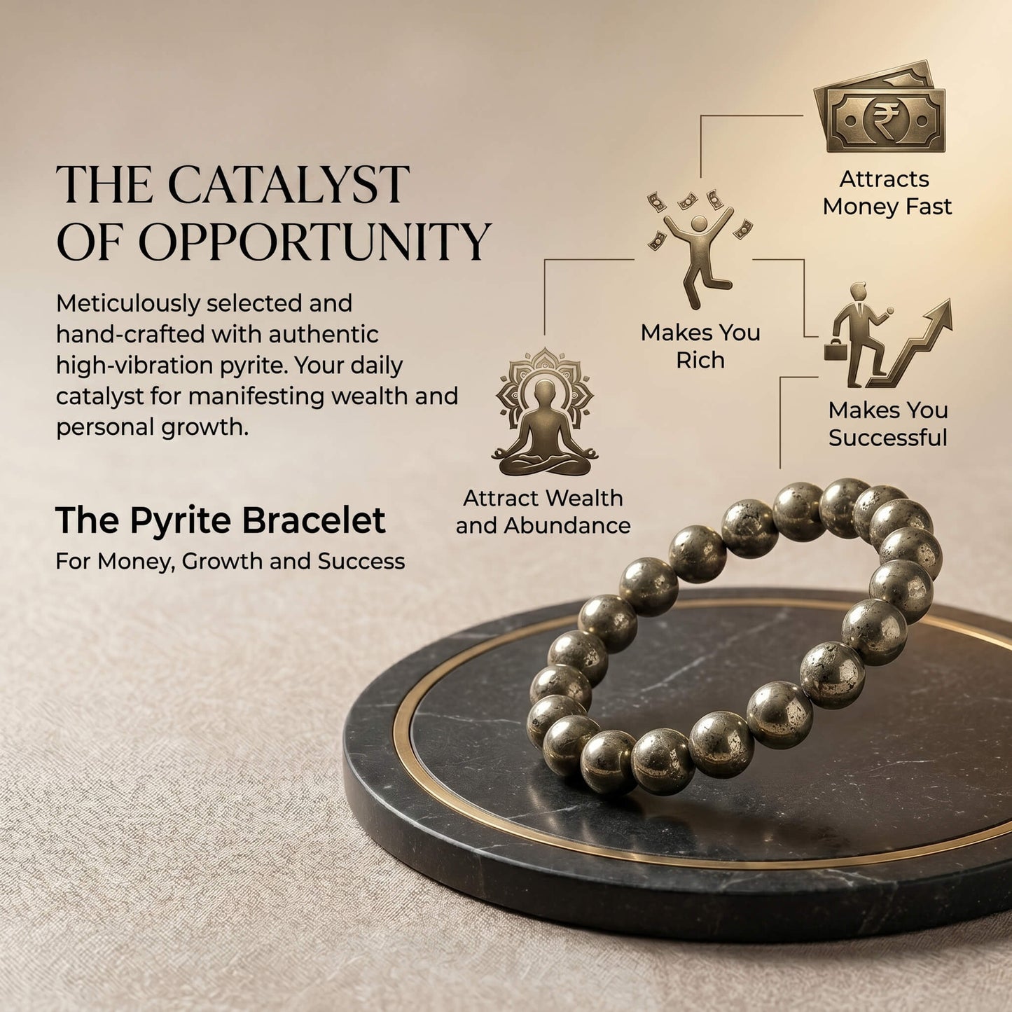 Natural Pyrite Bracelet with Lab Certificate