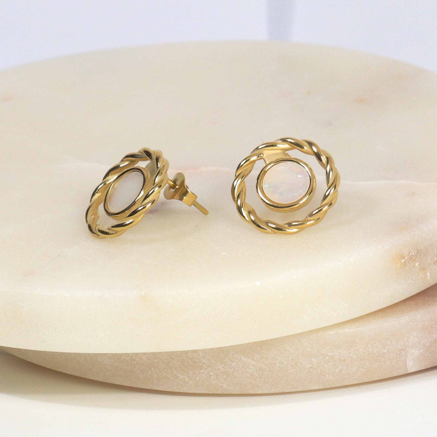 Round Braided Gold Earrings