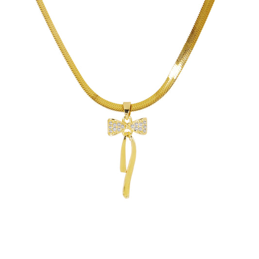 Bow Pendant with Snake Chain