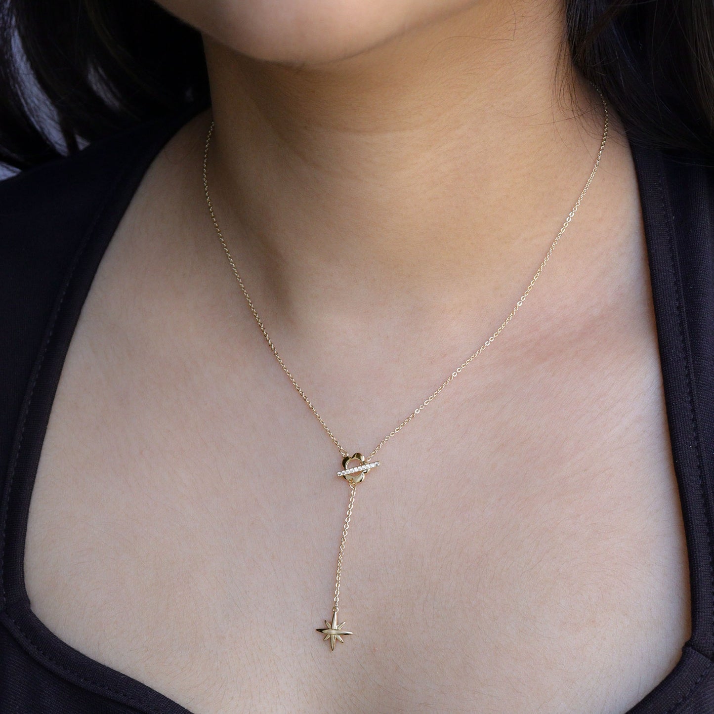 Star Lariat Gold Necklace